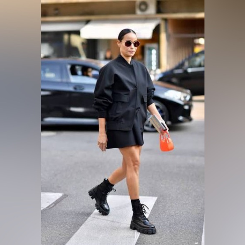 Prada Monolith Combat Boots Black Re-Nylon Leather Pouches EU 40.5 - Picture 8 of 10